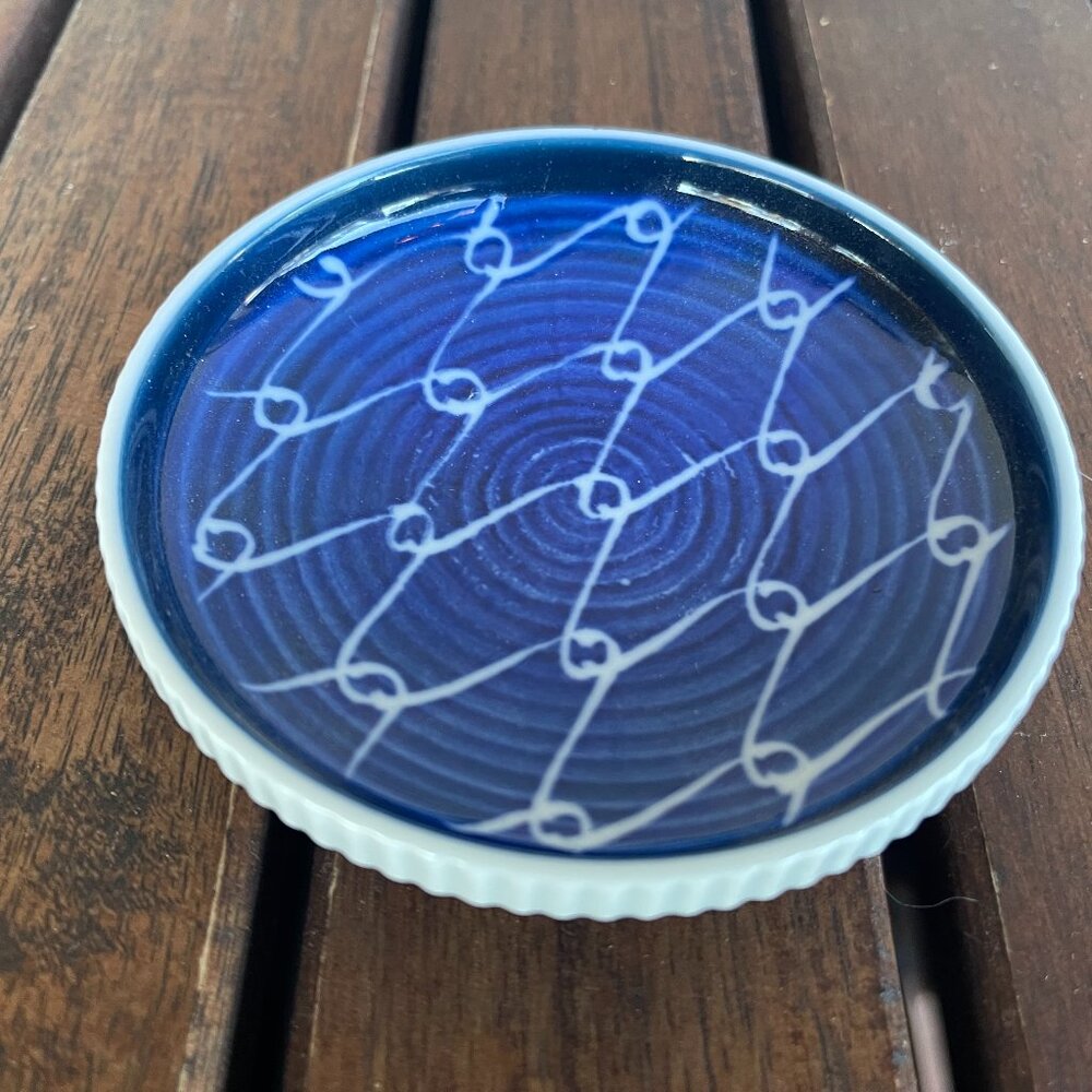 Vintage Mino Ware Japanese Sushi Sauce Dish Plate